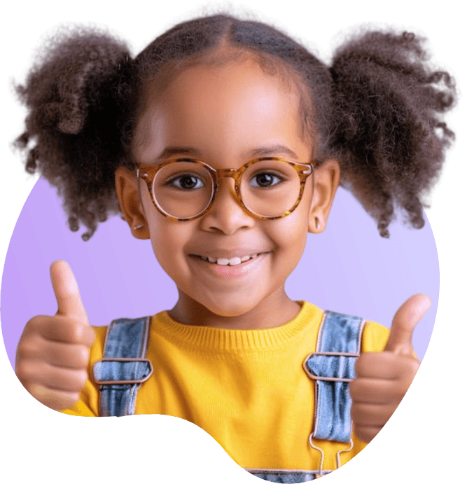 Happy child learning with AI